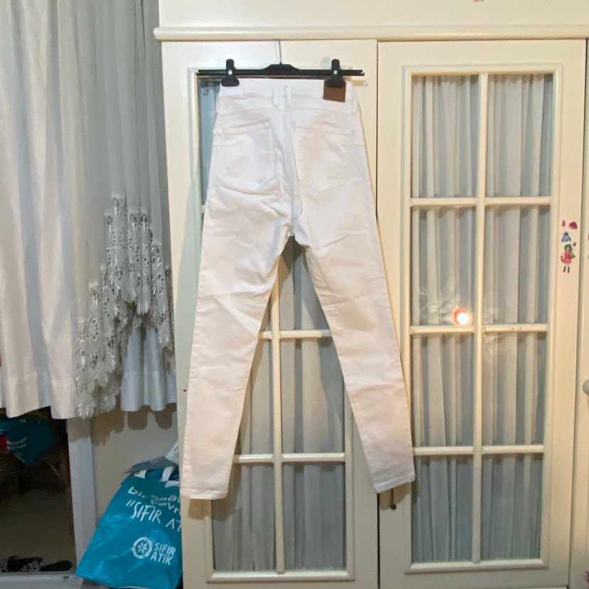 Network beyaz kot pantolon jean yüksek bel dar pantolon - Görsel 2