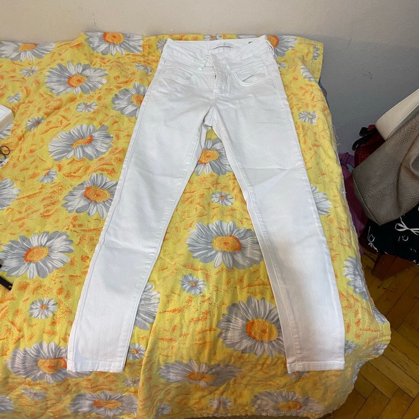 Network beyaz kot pantolon jean yüksek bel dar pantolon - Görsel 5