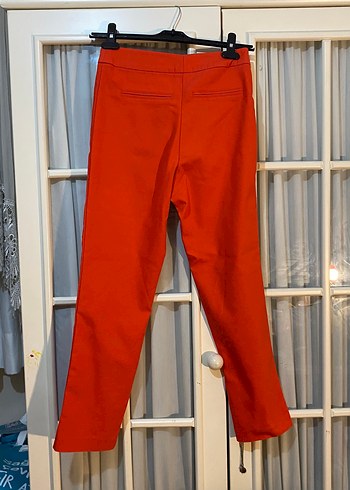 Gusto Düğmeli Kırmızı Midi Kumaş Pantolon - Görsel 3