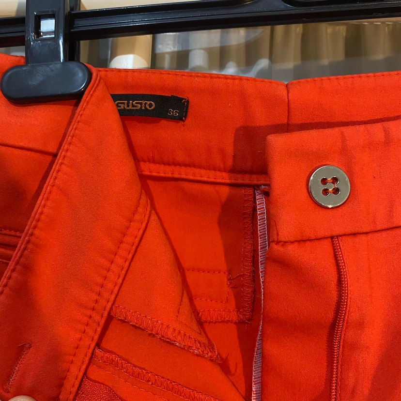 Gusto Düğmeli Kırmızı Midi Kumaş Pantolon - Görsel 4