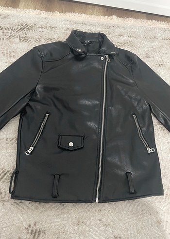 Siyah Deri Biker Ceket - Görsel 4