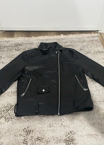 Siyah Deri Biker Ceket - Görsel 2