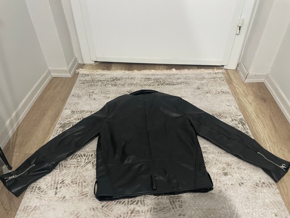 Siyah Deri Biker Ceket - Görsel 3