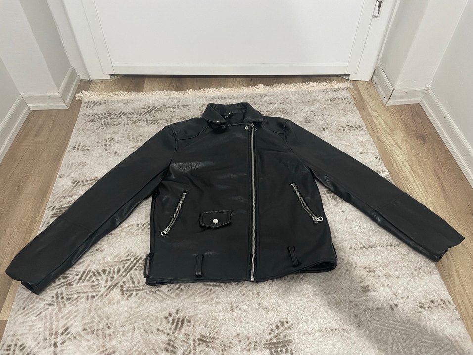 Siyah Deri Biker Ceket - Görsel 2