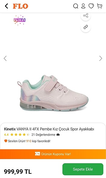 Kinetix Pembe Kız Çocuk Spor Ayakkabısı