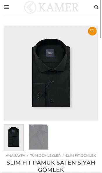 KAMER SLIM FIT PAMUK SATEN SİYAH GÖMLEK