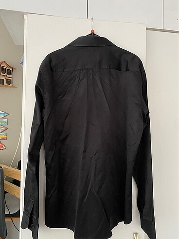 l Beden siyah Renk KAMER SLIM FIT PAMUK SATEN SİYAH GÖMLEK