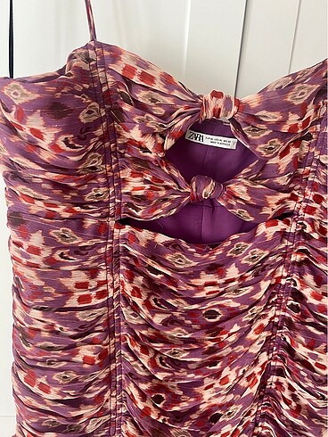 42 Beden Zara Desenli drape elbise