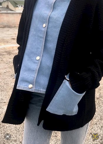 universal Beden siyah Renk Düğmeli Siyah Kadın Denim Ceket
