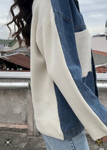 Zara Düğmeli Gri Mavi Kadın Denim Ceket