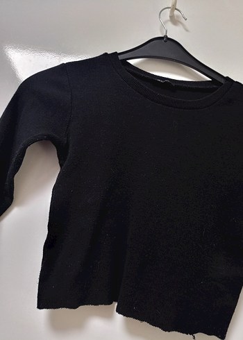 BGN Siyah Kadın Uzun Kollu Crop Top