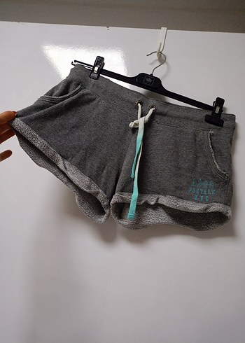 Aeropostale Gri Kadın Mini Şort, Bel Detaylı, Rahat Kesim