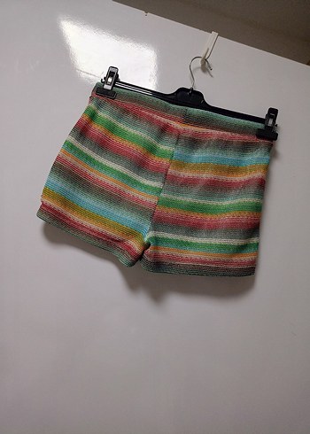 m Beden Kadın Renkli Örgü Mini Şort