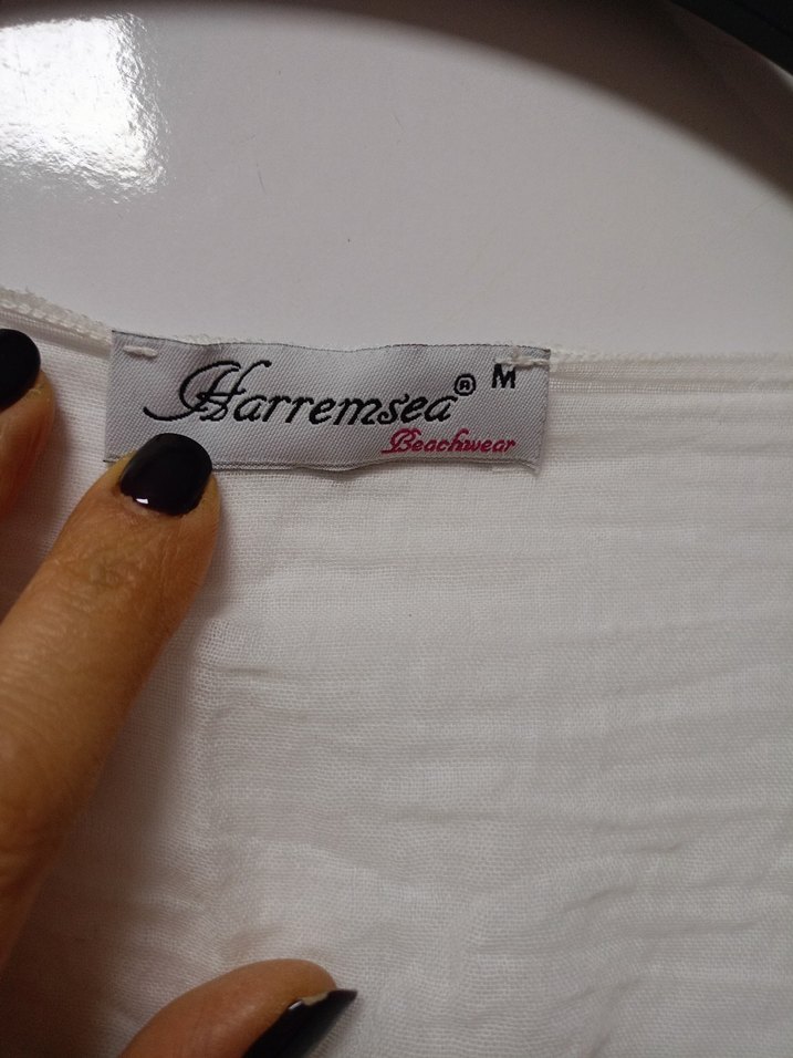 Beyaz Bohem Pamuklu pareo - Görsel 4