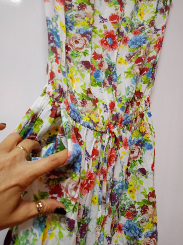 Çiçek Desenli Askısız Mini Tulum - Görsel 2