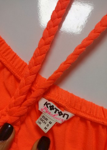 Turuncu Drapeli Mini Straplez Elbise - Görsel 9