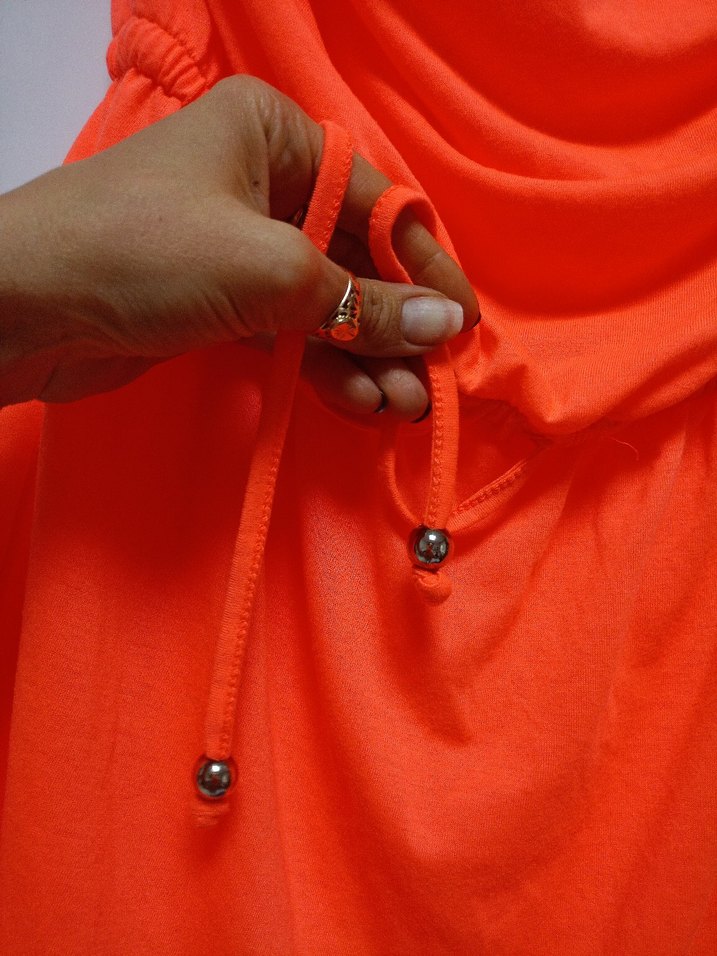 Turuncu Drapeli Mini Straplez Elbise - Görsel 4