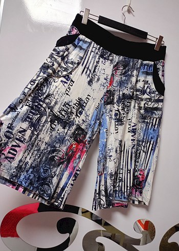 Bağcıklı Renkli Baskılı Kadın şort - Görsel 2