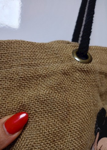 Kahverengi Mickey Baskılı Kadın Tote Çanta - Görsel 3