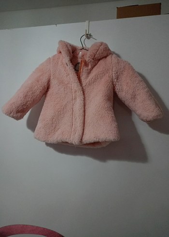 Kız Çocuk Pembe Kapüşonlu Kürklü Ceket - Görsel 7