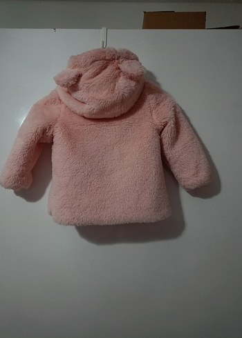 Kız Çocuk Pembe Kapüşonlu Kürklü Ceket - Görsel 8