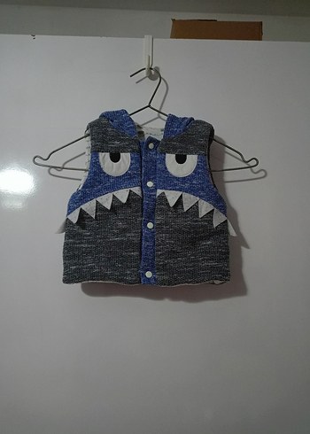 Erkek Çocuk Triko Gri Baskılı Yelek - Görsel 4