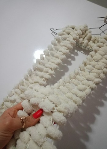 beyaz atkı örgü kalın - Görsel 3