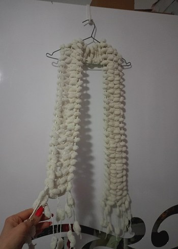 beyaz atkı örgü kalın - Görsel 2