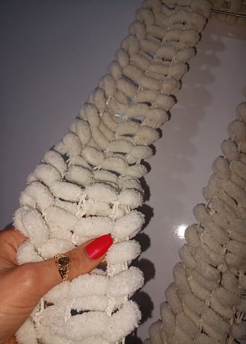 beyaz atkı örgü kalın - Görsel 4