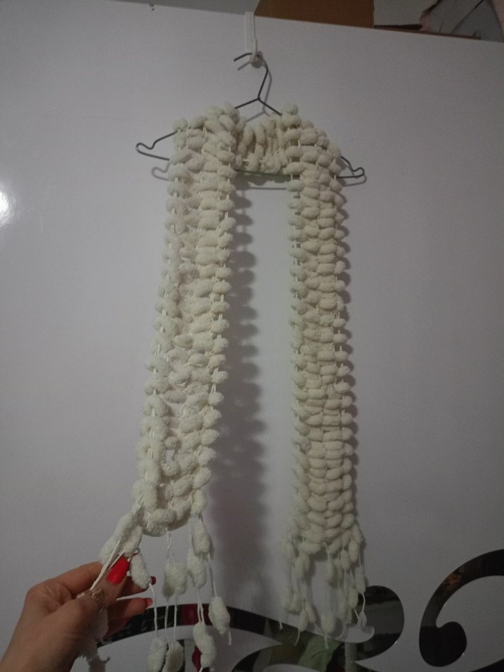 beyaz atkı örgü kalın - Görsel 2