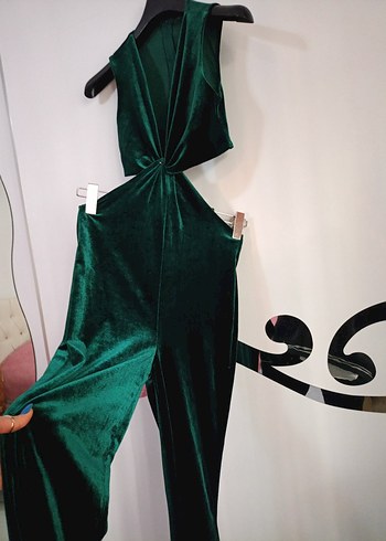 Yeşil kadife Kadın Tulum - Görsel 11