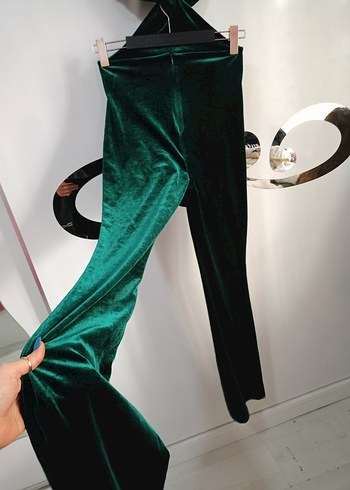 Yeşil kadife Kadın Tulum - Görsel 5