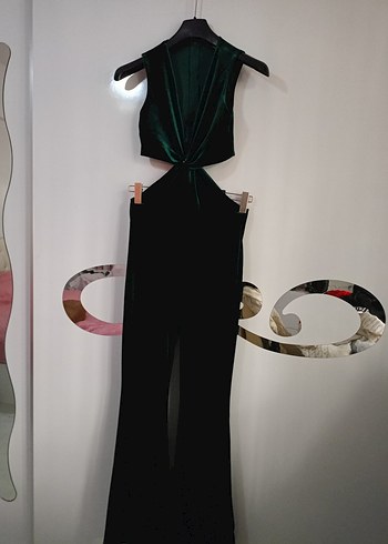 Yeşil kadife Kadın Tulum - Görsel 9