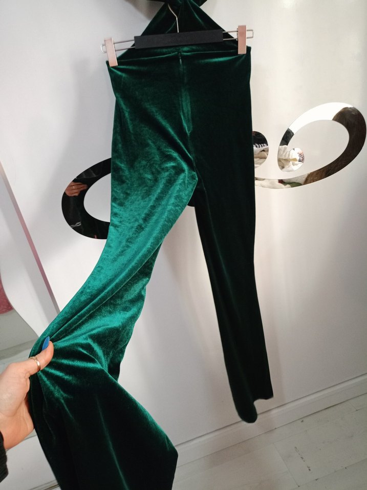 Yeşil kadife Kadın Tulum - Görsel 5