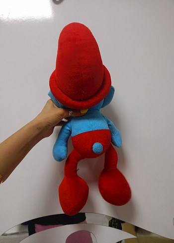 Beden Kırmızı Şapkalı Mavi Peluş Oyuncak şirin baba