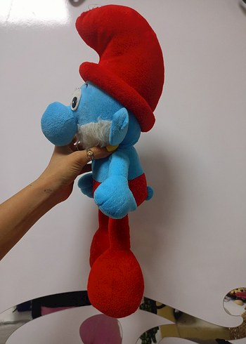 Beden Renk Kırmızı Şapkalı Mavi Peluş Oyuncak şirin baba