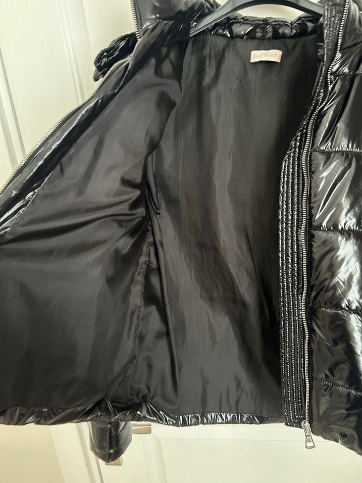 Siyah Parlak Fermuarlı Kadın mont - Görsel 2