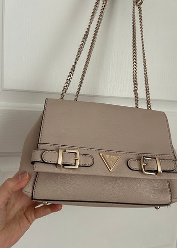 Zincir Detaylı Bej Kadın Deri Çanta - Görsel 2