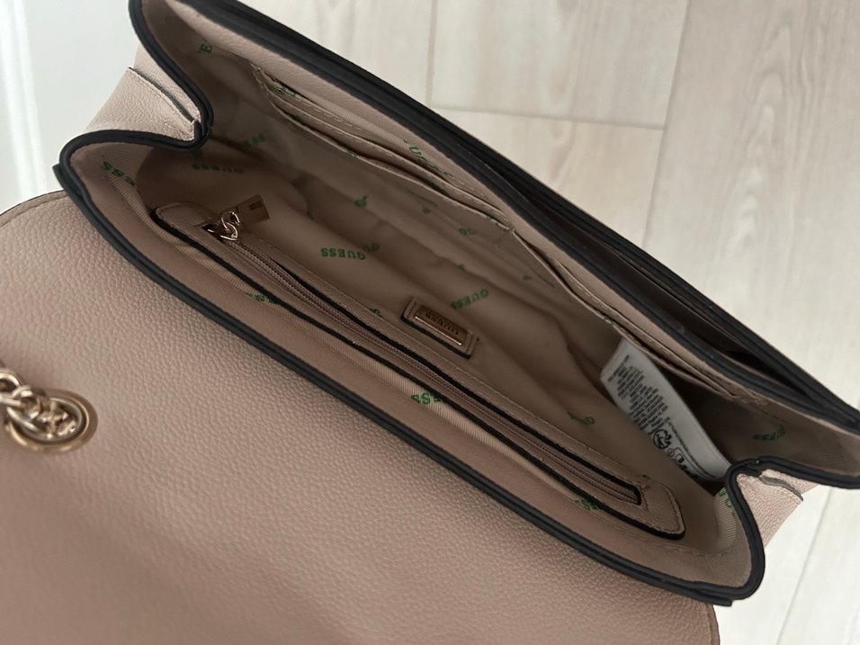 Zincir Detaylı Bej Kadın Deri Çanta - Görsel 5