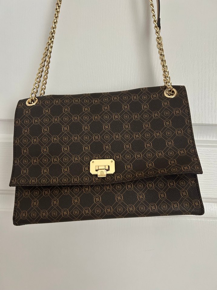 Zincir Detaylı Kahverengi Deri Kadın Çanta - Görsel 2