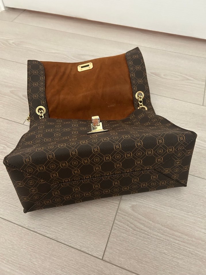 Zincir Detaylı Kahverengi Deri Kadın Çanta - Görsel 5