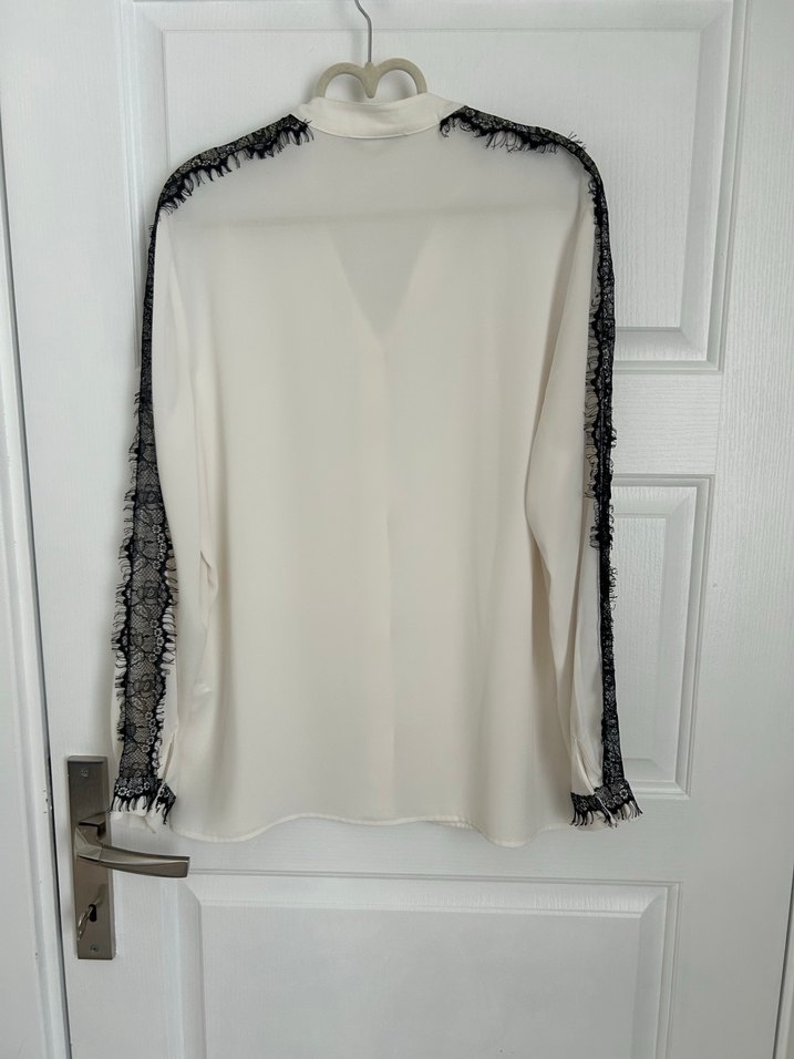 Dantel Detaylı Beyaz Kadın Gömlek - Görsel 3