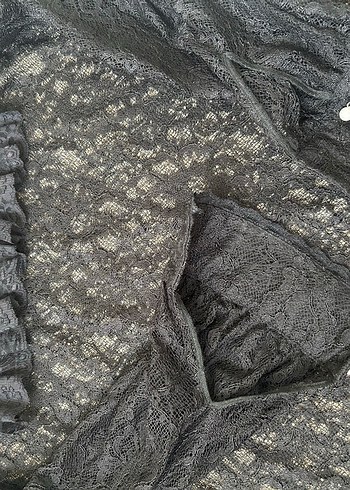 Dantel Detaylı Siyah Uzun Kollu Bluz - Görsel 5