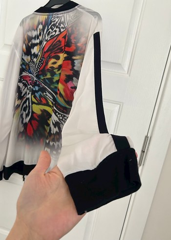 Renkli Transparan Uzun Kollu Kadın Bluz - Görsel 5