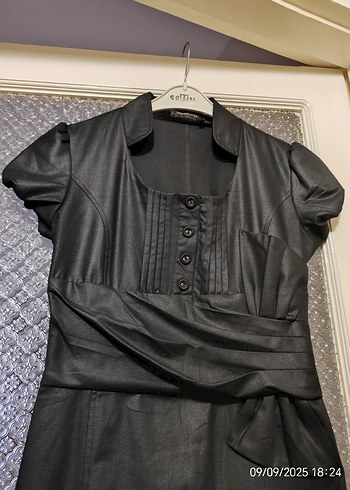Diğer Kısa Kollu Siyah Gotik Midi Elbise