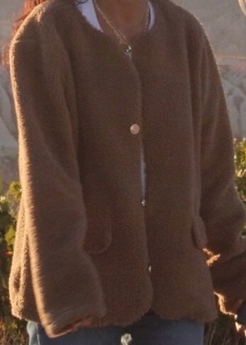 Kahverengi Kadın Midi Boy Peluş Ceket - Görsel 3