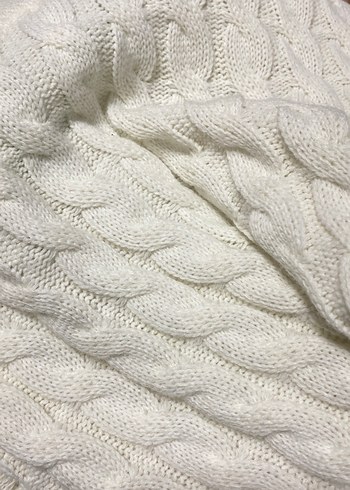 Beyaz Uzun Kollu Örgü Kadın Elbise - Görsel 3