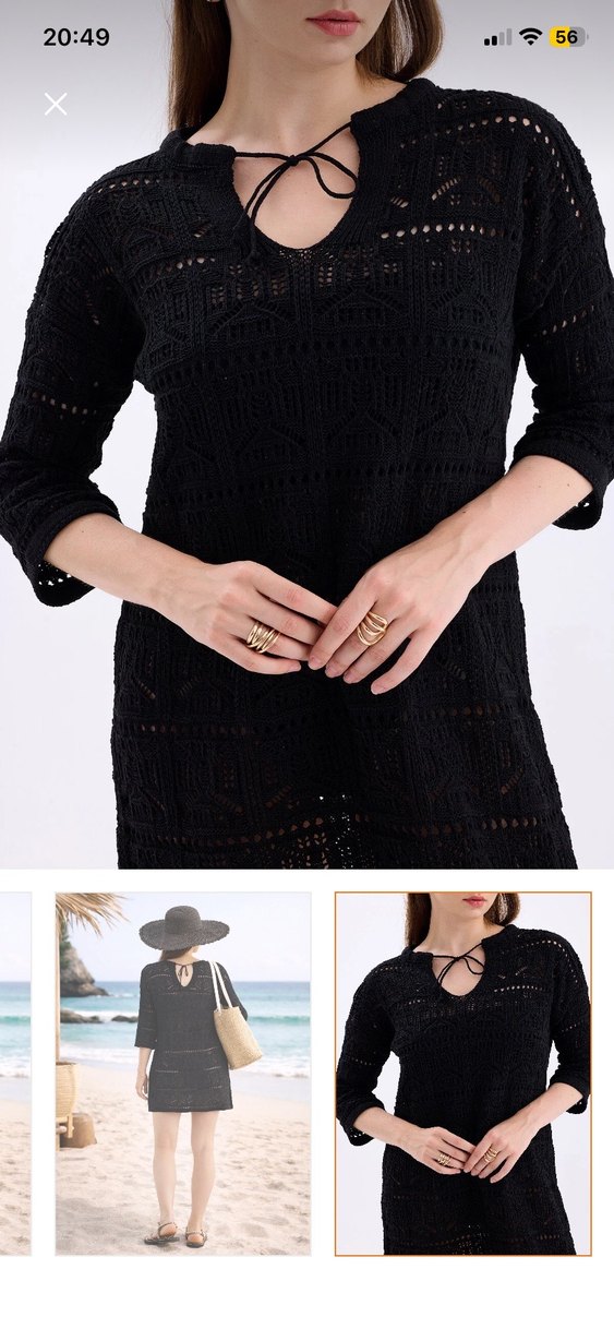 Bohem Siyah Mini Dantel Elbise - Görsel 2