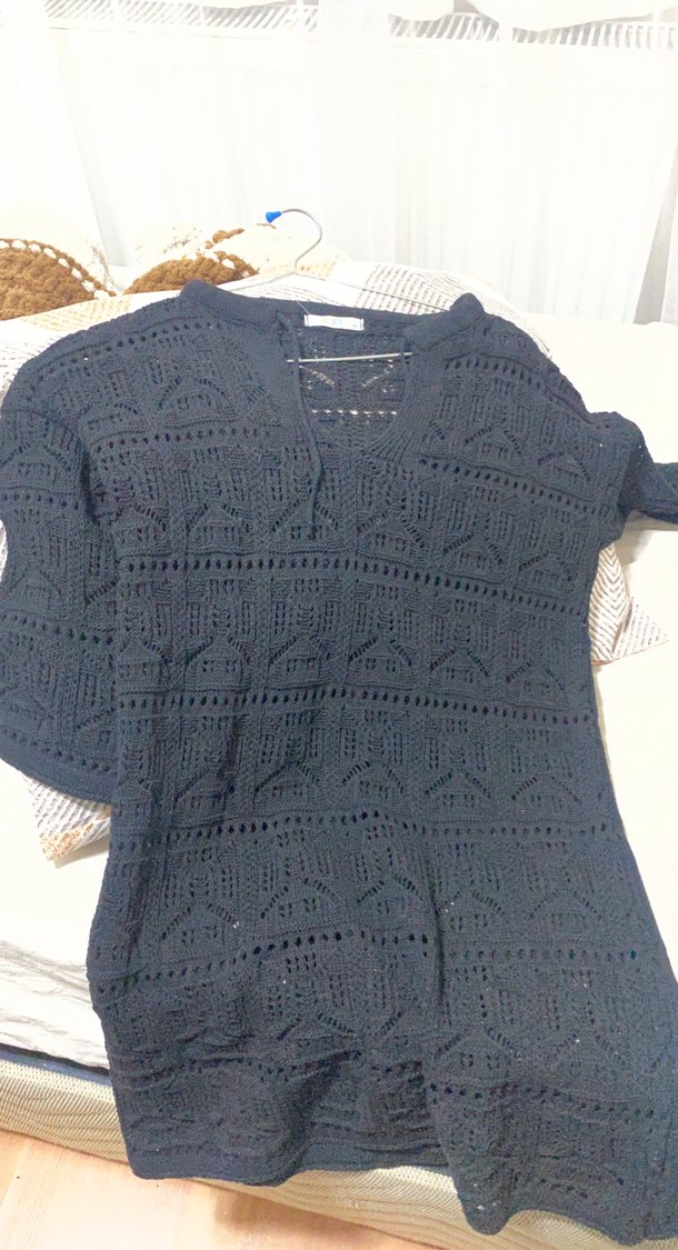 Bohem Siyah Mini Dantel Elbise - Görsel 4