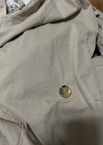 Düğmeli Bej Midi Kadın Trençkot - Görsel 3